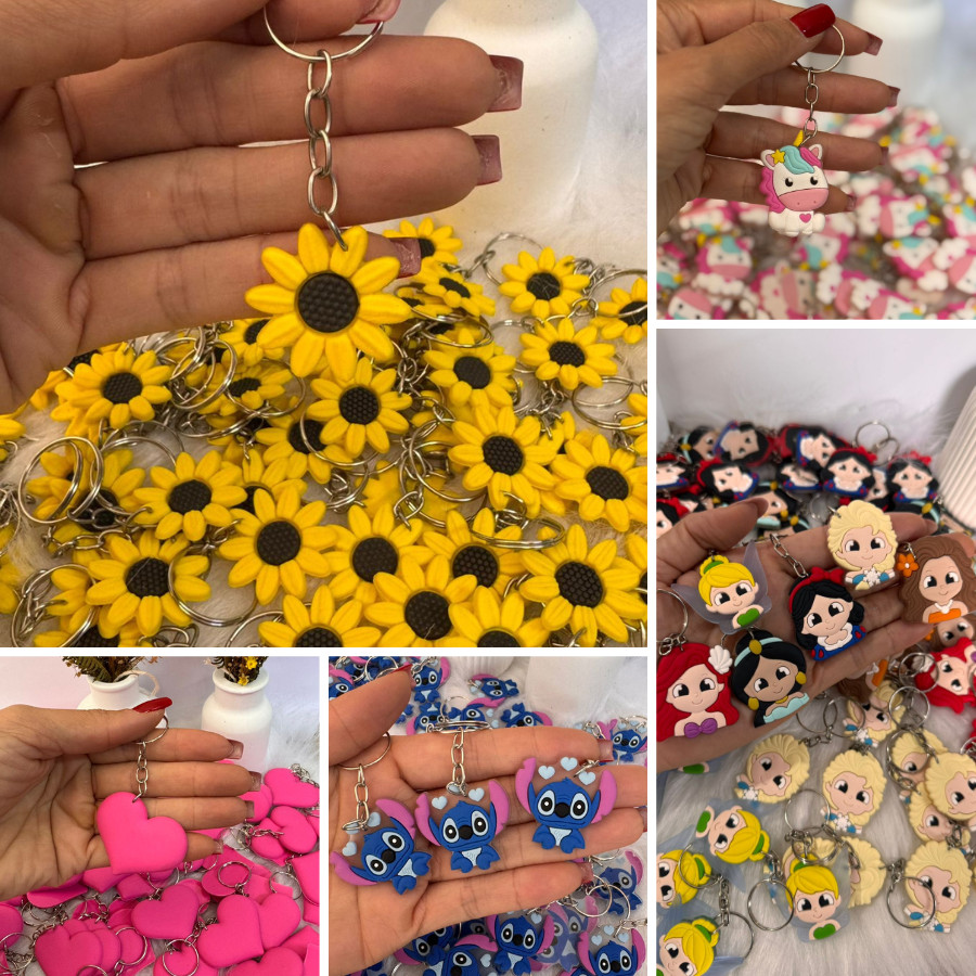 Chaveiros Personagens Diversos Kit 50 Chaveiros Emborrachados  Festa Aniversário Chá de Bebê Lembrancinha Mimo em Oferta na Shopee