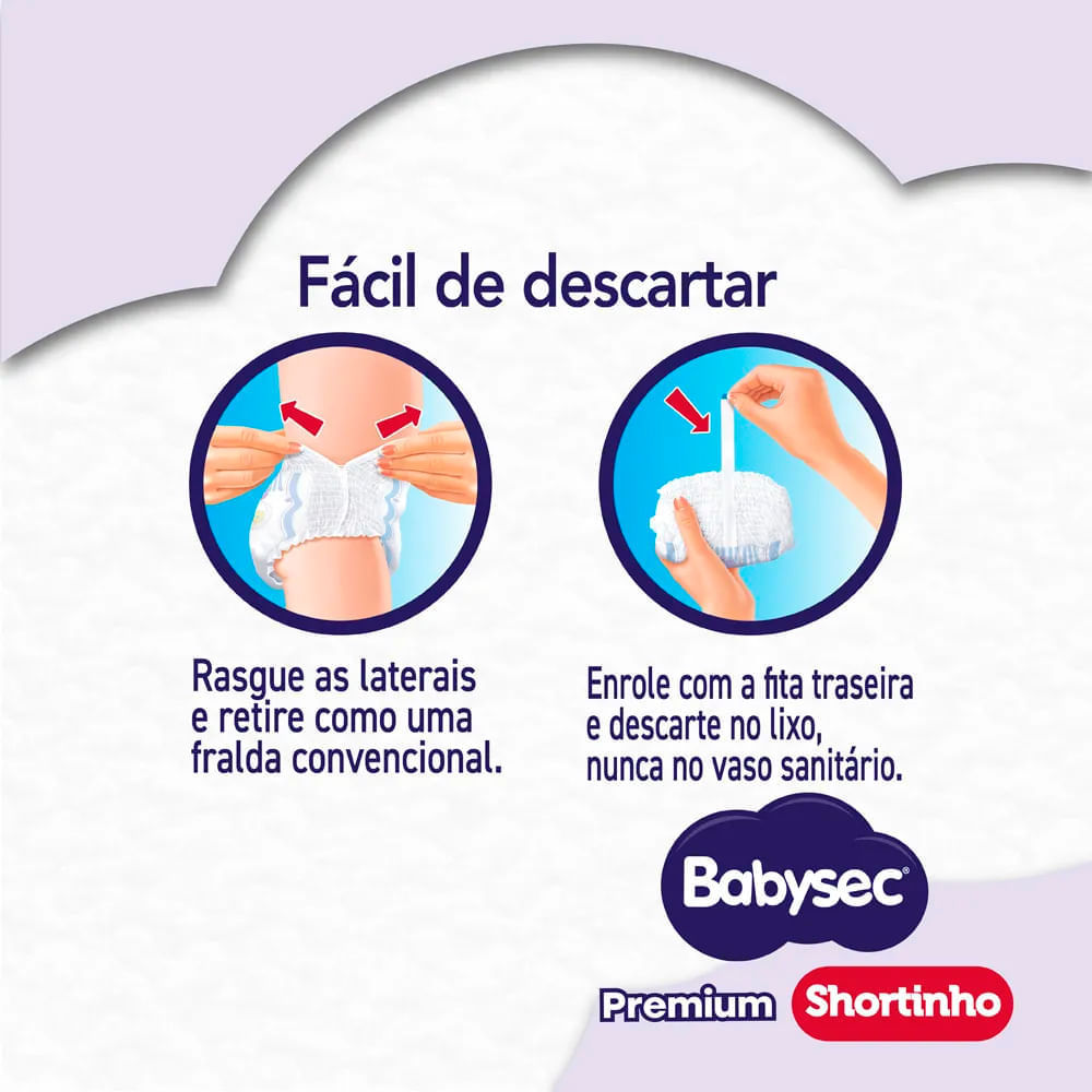Detalhes do Fralda Descartável Shortinho Babysec Premium Tamanho G 48 Unidades