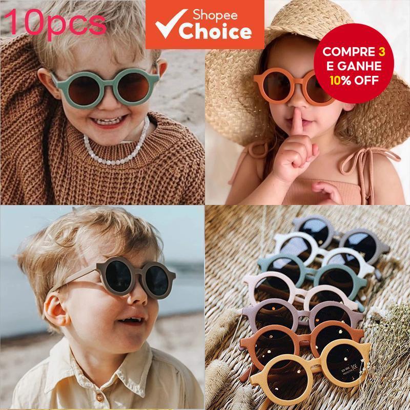 10 Peças Óculos De Sol Infantis Proteção UV400 Redondo Design Clássico Para Meninos Meninas Moda Ao Ar Livre em Oferta na Shopee