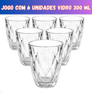 Jogo 6 Copos Baixos Diamond 300ml Vidro Grosso Diamante Luxo em Oferta na Shopee