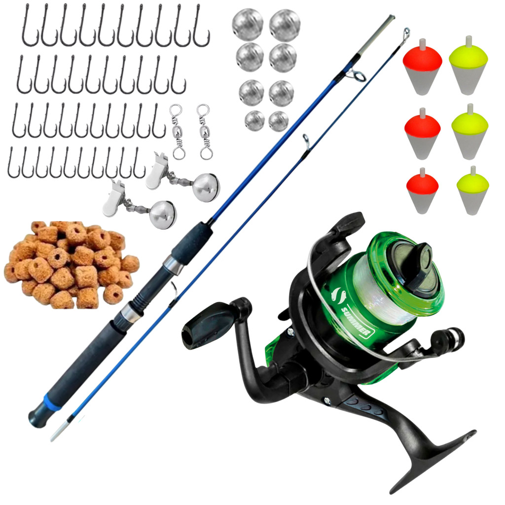 Kit de Pesca 1 Vara 1,20m - 1 Molinete e Itens Summer Pesca em Oferta na Shopee