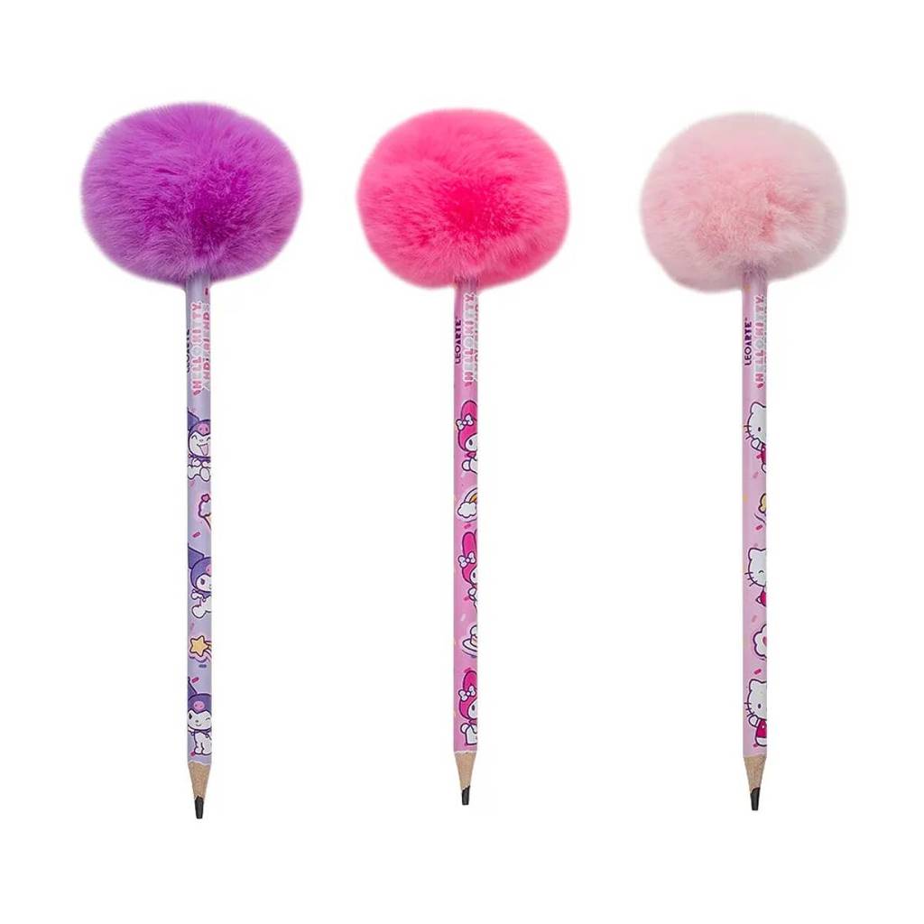 Lápis preto com pompom Hello Kitty e Amigos Leonora em Oferta na Shopee