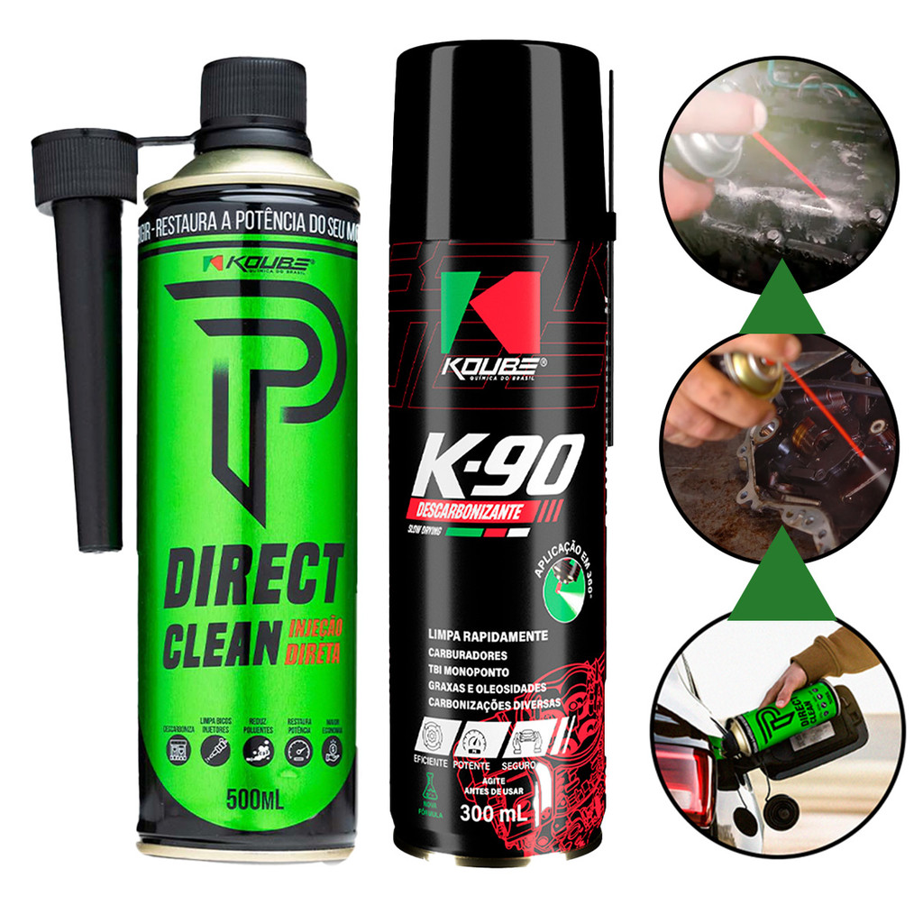 Kit Limpeza profissional Motor Descarbonizante K90 + Direct Clean Injeção Direta