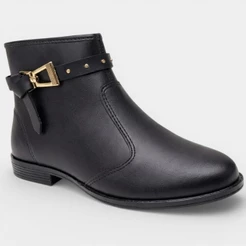 Bota Moleca Cano Extra Curto Fivela Feminina - Preto