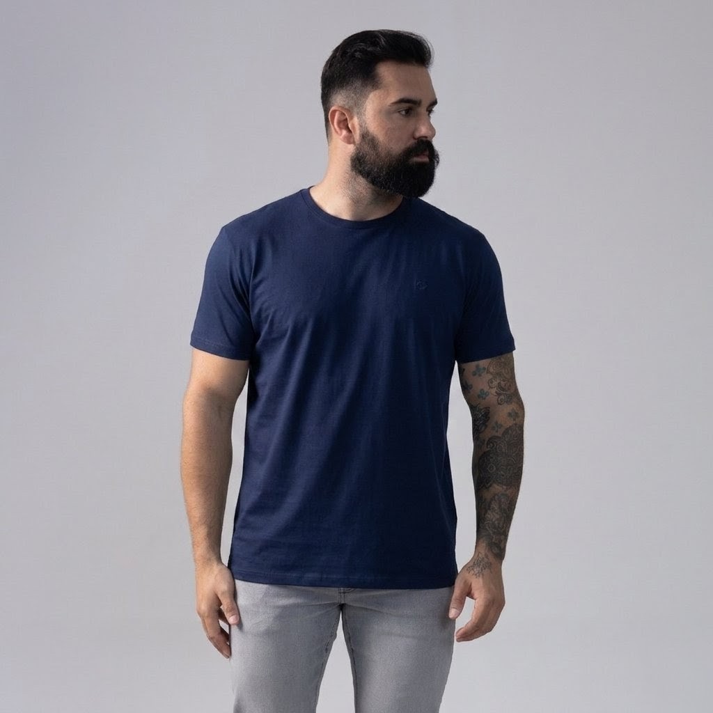 Camiseta Colcci em Algodão Pima Peruano Azul Darkness Original