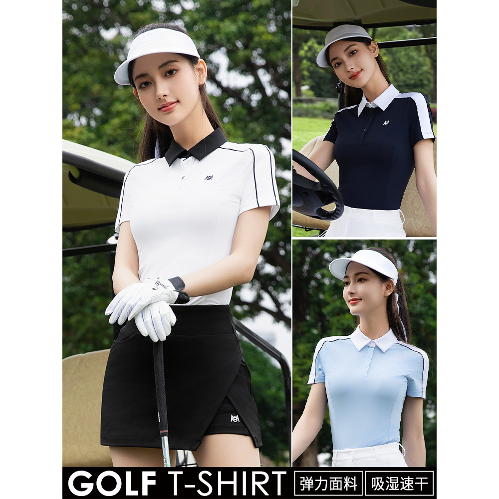 26 novo estilo de golfe feminino verão roupas femininas polo topo de manga curta tênis feminino terno esportivo