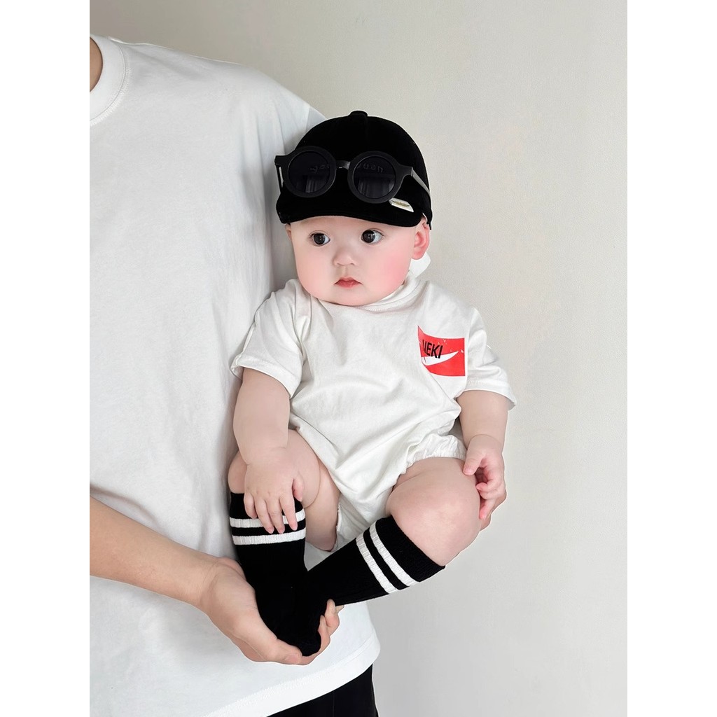 Bebê roupas de bebê verão estilo fino pequena idade mensal roupas de verão do bebê Han fã bonito bebê menino roupas de b