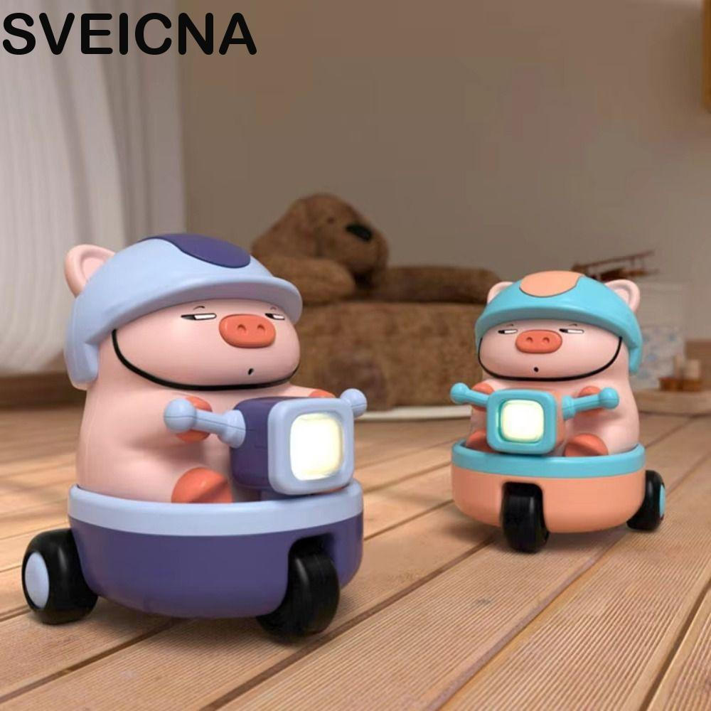 SVEICNA Animal Piggy Carro Elétrico Brinquedo , Som E Luz Girando Porco Stunt Brinquedos De Três Rodas , Móvel