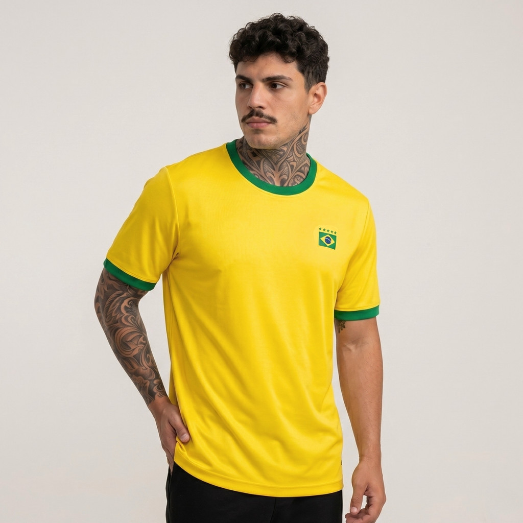 Camisa Brasil Masculina Futebol Dry Torcedor Bandeira Estampada Licenciada 2026