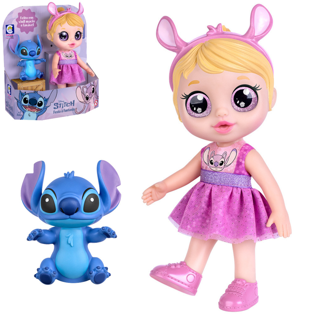 Boneca Stitch Festa Fantasia Disney Cotiplás Com Boneco Stitch Brinquedo Vinil Macio Infantil