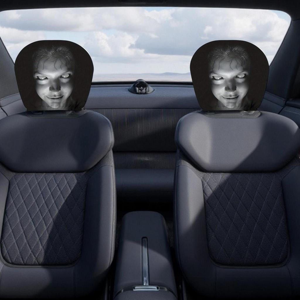 Capas De Encosto De Cabeça Impressas Com Padrão Personalizado , Mangas De Assento De Carro Gráficas Engraçadas De Desenh