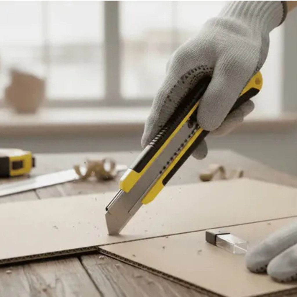 Estilete 18MM com 3 Lâminas Extras e Trava Automática para Escritório e Uso Doméstico — imagem 2 de 2