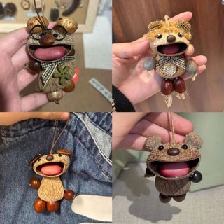 Feito à mão casca de frutas urso chocalho frutas pendurado sino Bodhi semente corda saco pingente terapia de áudio pinge