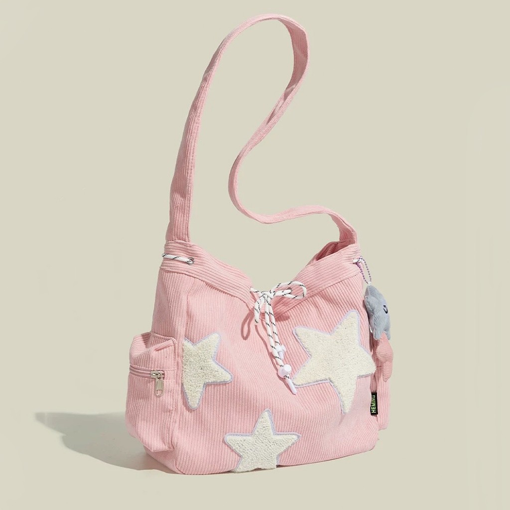 HANVIK Bolsa de Mão Feminina de Grande Capacidade, Mesma Estrela Bolsa Tote de Veludo com Alça de Ombro e Transversal