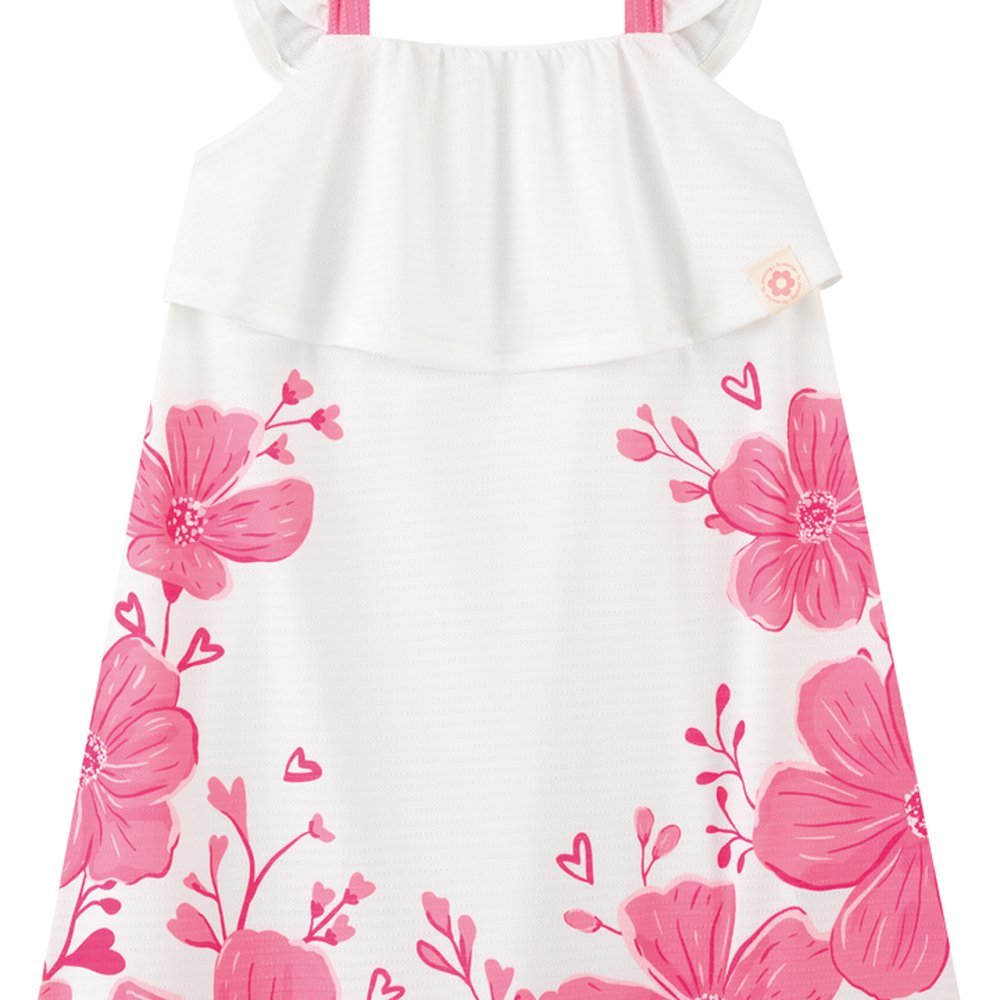 VESTIDO MENINA EM COTTON MAQUINETADO