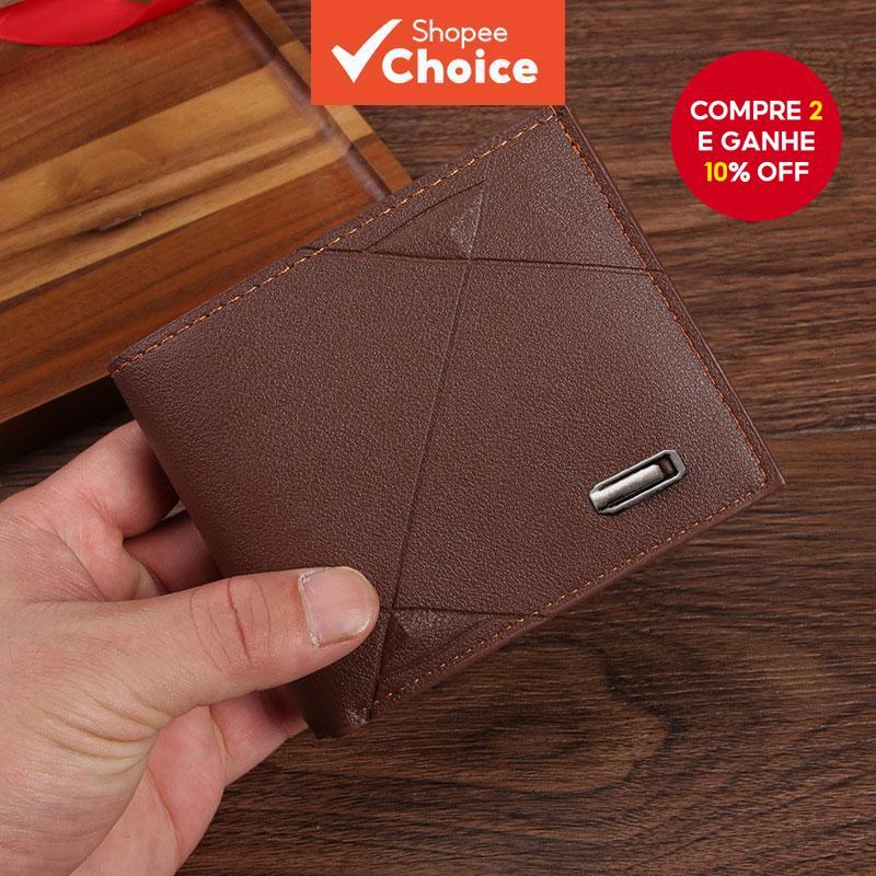 Carteira Curta Horizontal Masculina-Slim Multi-Card Fashion Para Jovens Adultos