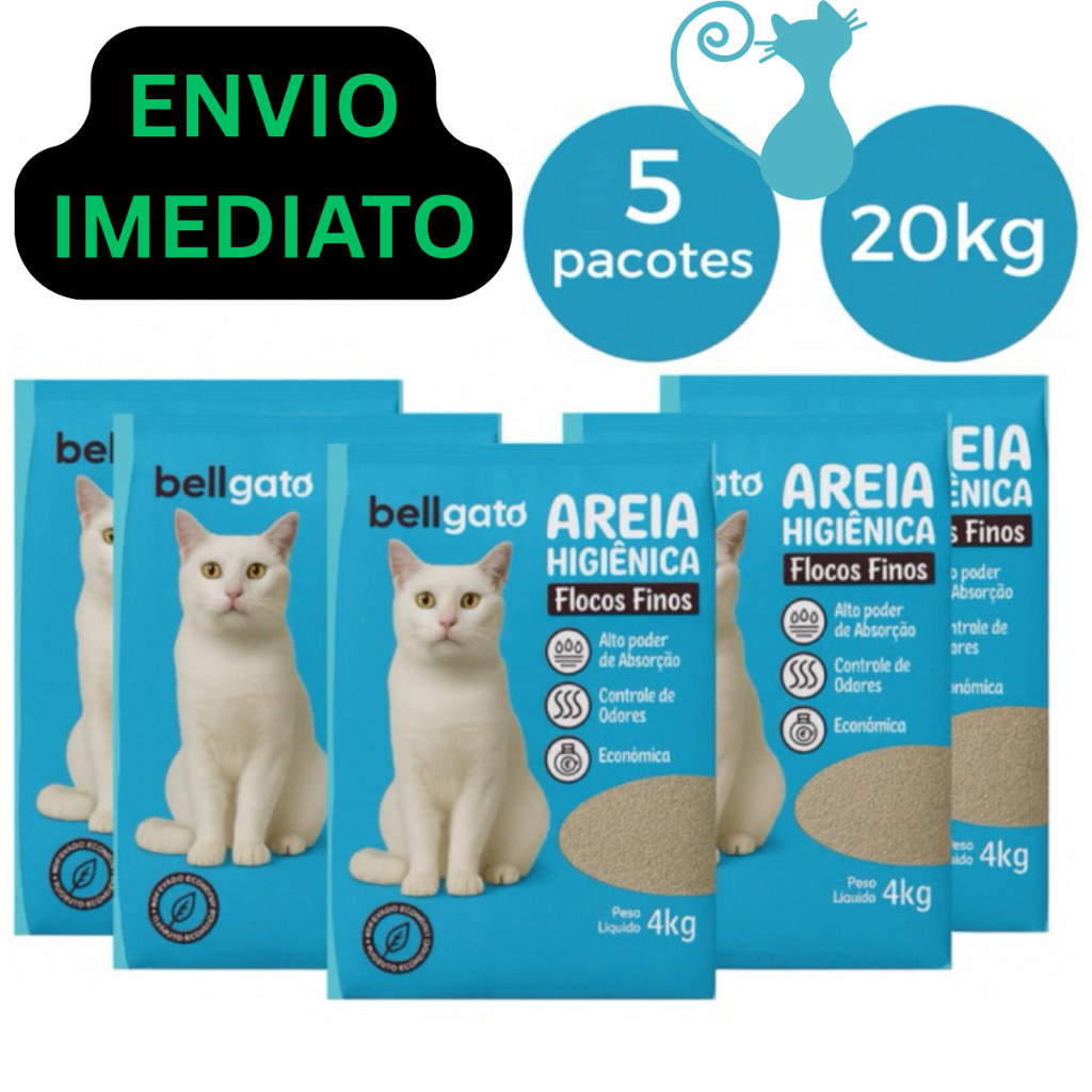 Kit Unidades de Areia de Gato Biodegradável 4 Kg - Bell Gato Grãos Finos Areia Higiênica -