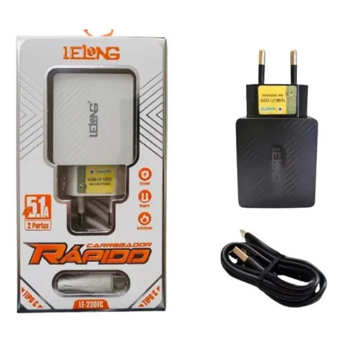 Carregador Celular Tomada 5.1A Micro V8 Lelong Barato - Envio imediato