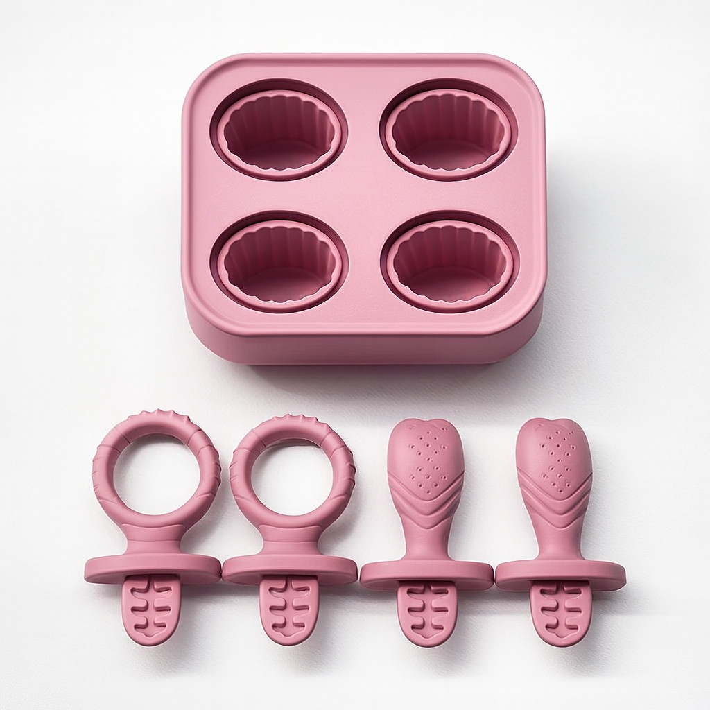 Forminha Picolé Sorvete Forma Silicone Macio Peitolé Bebê Minizen Rosa