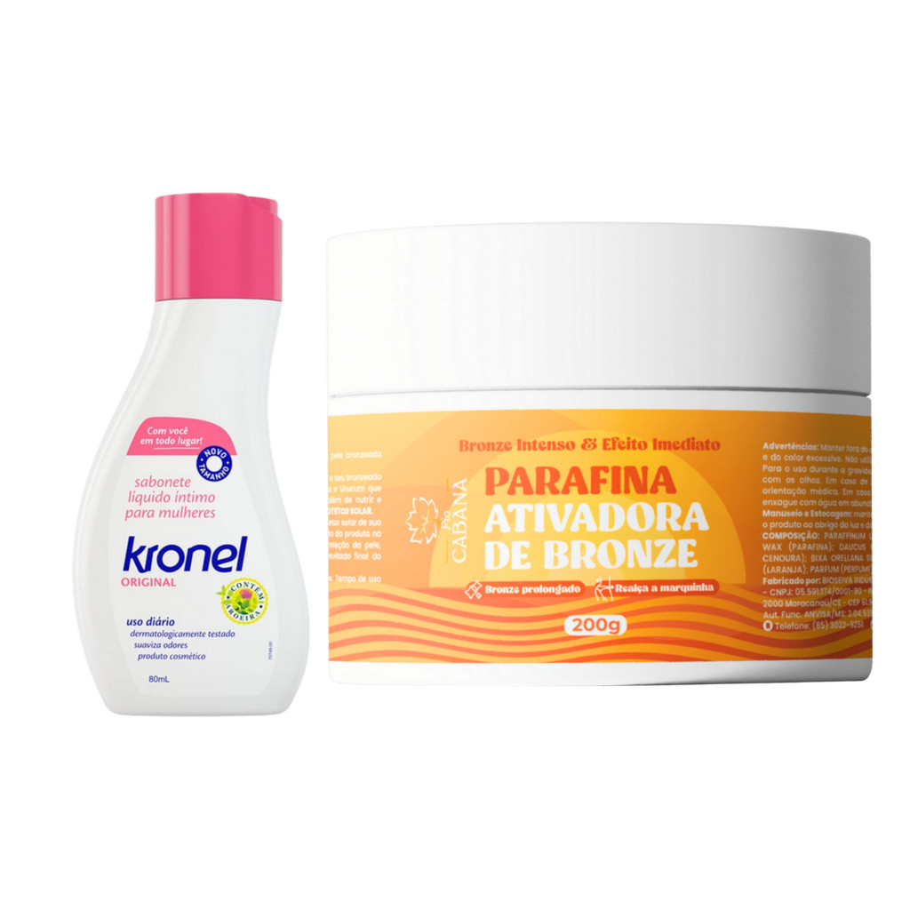 Kit Parafina Bronze Fio Cabana 200g + Sabonete Íntimo Kronel 80mL | Bronze Intenso e Frescor Diário