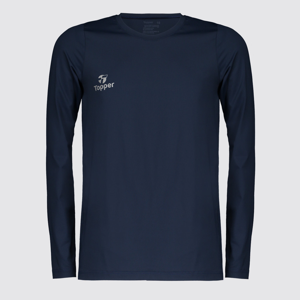 Camiseta Térmica Topper Classic UV50 Manga Longa Juvenil Marinho