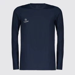 Camiseta Térmica Topper Classic UV50 Manga Longa Juvenil Marinho