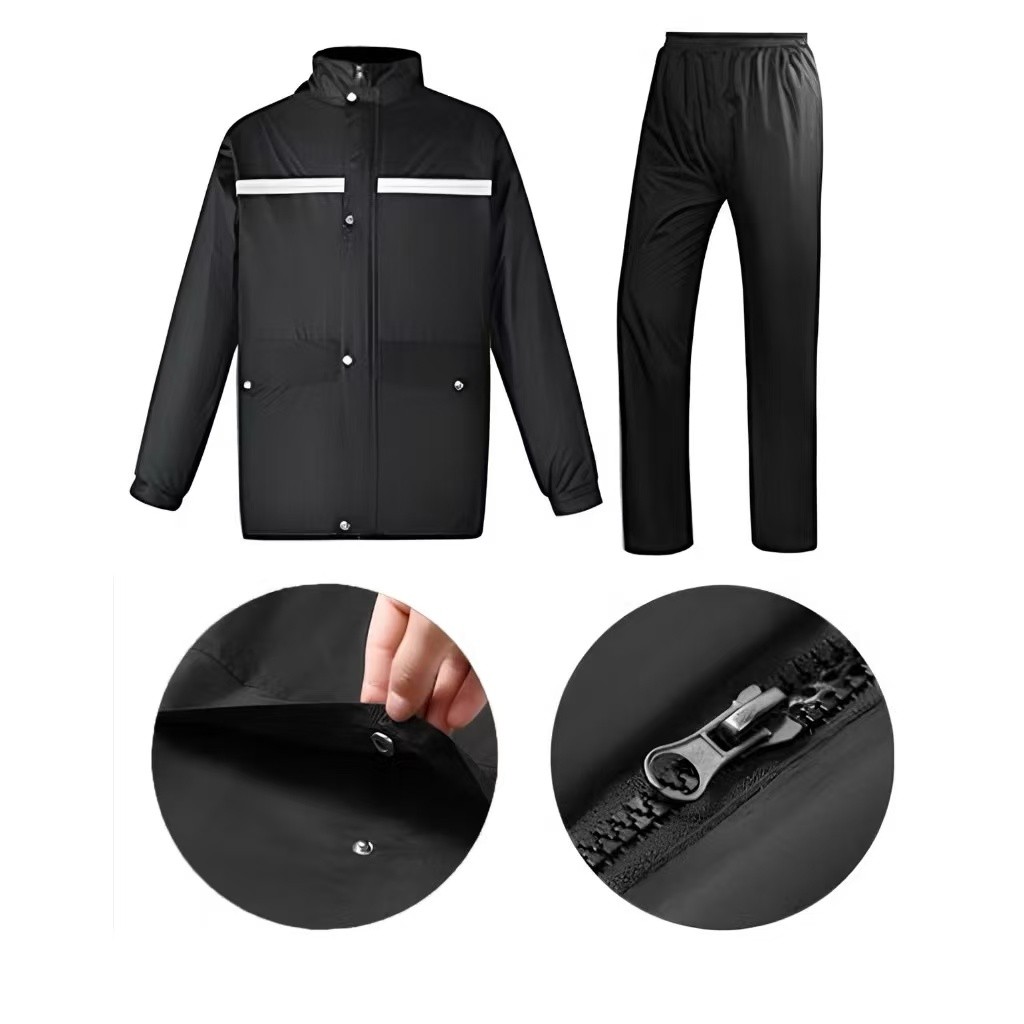 Conjunto Capa de Chuva P/ Motoqueiro Adulta Unissex Com Faixa de Sinalização E Capuz