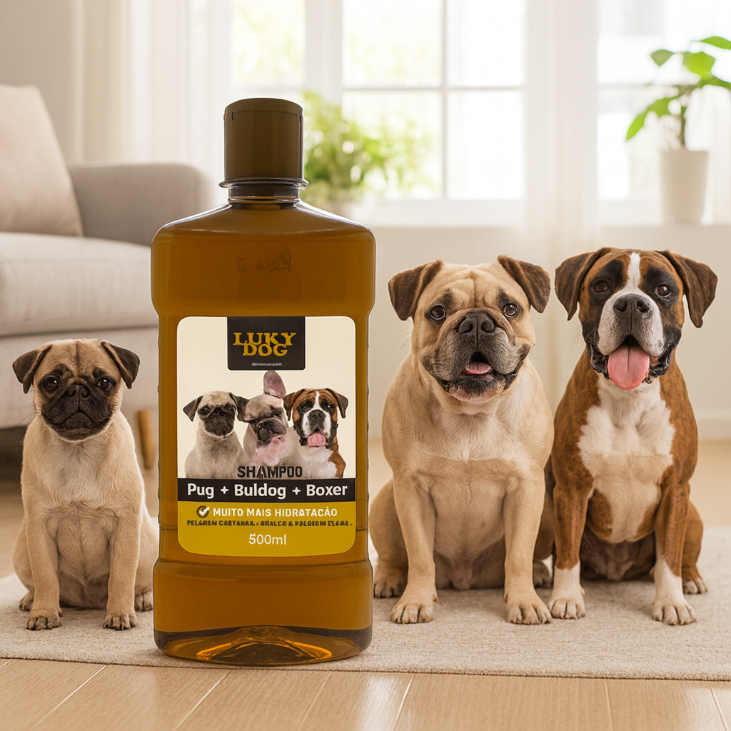 Shampoo Lucky Dog Pug Bulldog Boxer Cuidado Diário 500ml