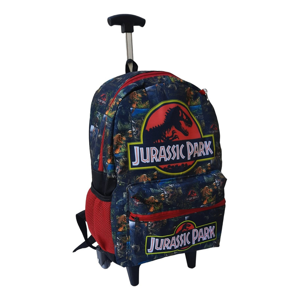 Mochila Juvenil Jurassic Park Dinossauro Bolsa Escolar Rodas