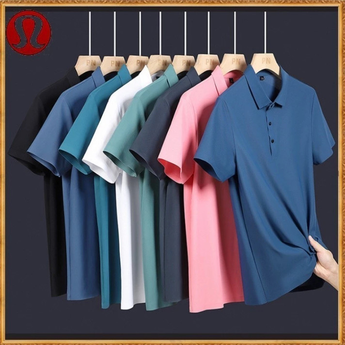Camisa Polo Para Homens Leve Manga Curta Malha Peruana Não-Iron High-End Casual Oferta