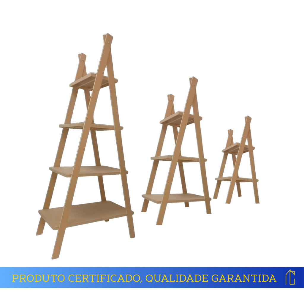 Kit 3 Escadinhas Para Apoio de Doces e Lembranças Decorativas de Eventos em MDF Resistênte