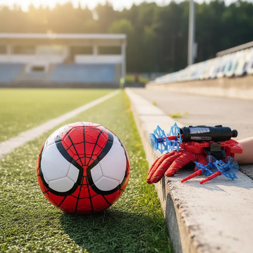 Kit Bola De Futebol Homem Aranha + Lança Teias Spider Man CONFORTAVEL