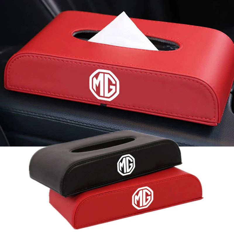Suporte de Lenços de Papel para Carro em PU com Logo MG para TF ZR ZS GS GT HS EV eHS Morris Garages MG 3 5 6 7, Dispens