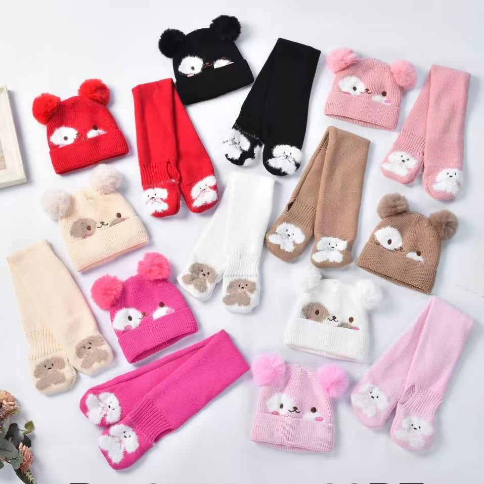 Conjunto de Touca e Cachecol Infantil de Inverno - Macio, Térmico e Fofo para Menino e Menina