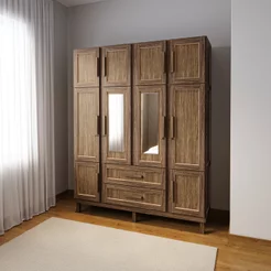 Guarda-Roupa Casal com Espelho 10 Portas 2 Gavetas Maceió Marrom/Imbuia Imbuia Natural