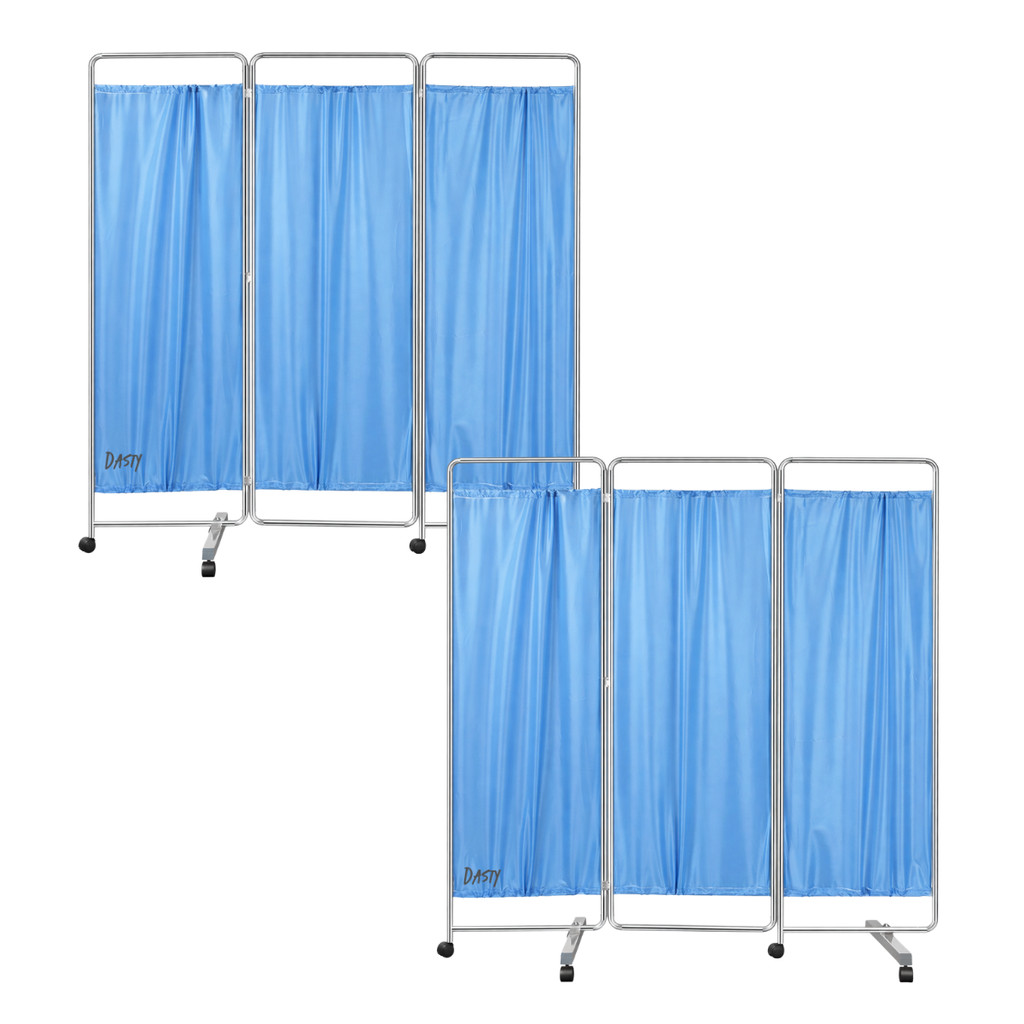 Kit 2 Cortina Hospitalar Biombo 3 Divisórias Leito Aço