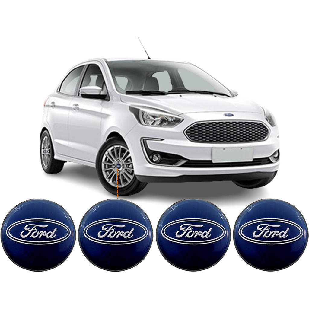 Jogo 4 Calotinhas Centrais Ford Novo Ka Fiesta Focus Fusion