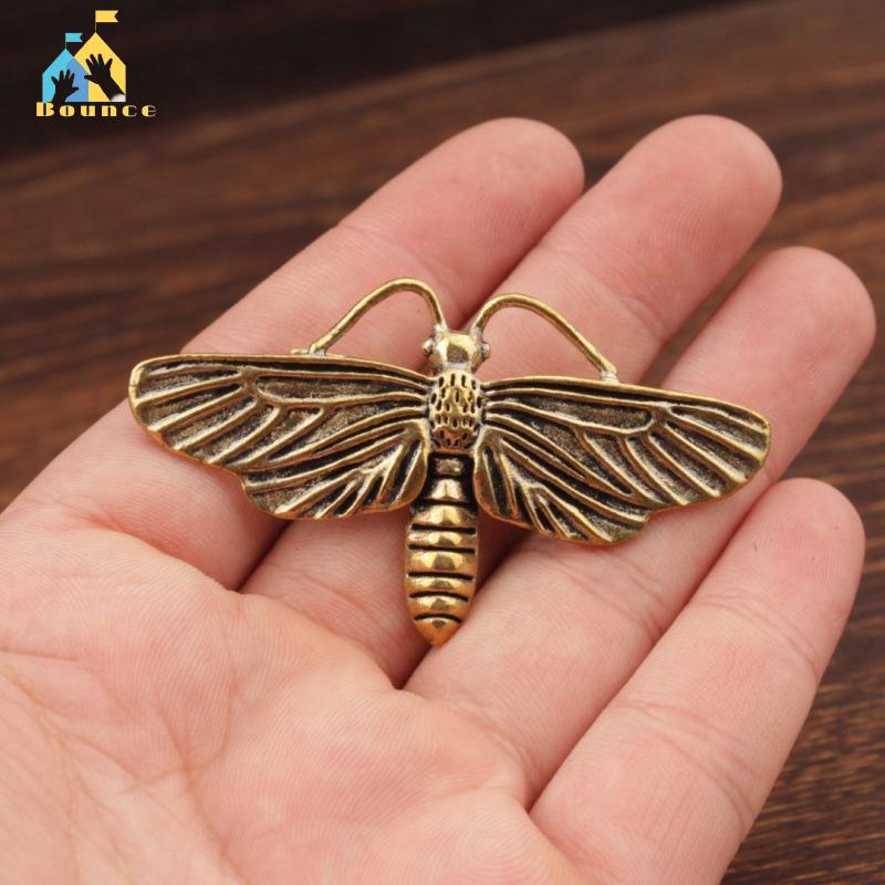 Bbounce 1/3 Pçs Escultura De Traça De Bronze Estatueta De Inseto Para Decoração De Mesa Vintage Coleção Sala De Estudo &
