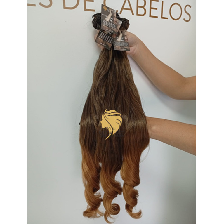 Aplique de Cabelo na Tela Semi Humano Russo Ondulado 50cm Californiana Fibra Russa Bella Hair