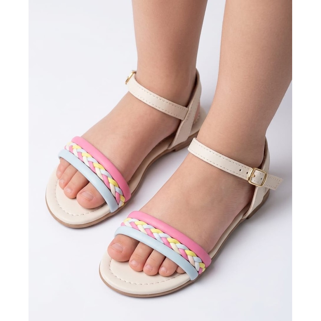 Sandália infantil Azul bebê, Branca, Pink Rosa com elástico na fivela conforto para os pés mais gordinhos do 25 ao 34