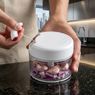 Triturador E Amassador De Alho Manual Mini Processador Compacto De Temperos Puxa Corda Oferta Envio Imediato