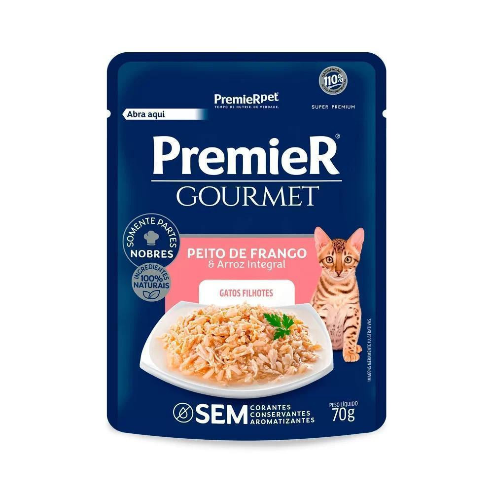 Ração Úmida Gourmet para Gatos Filhotes Peito de Frango e Arroz Integral Premier 70G