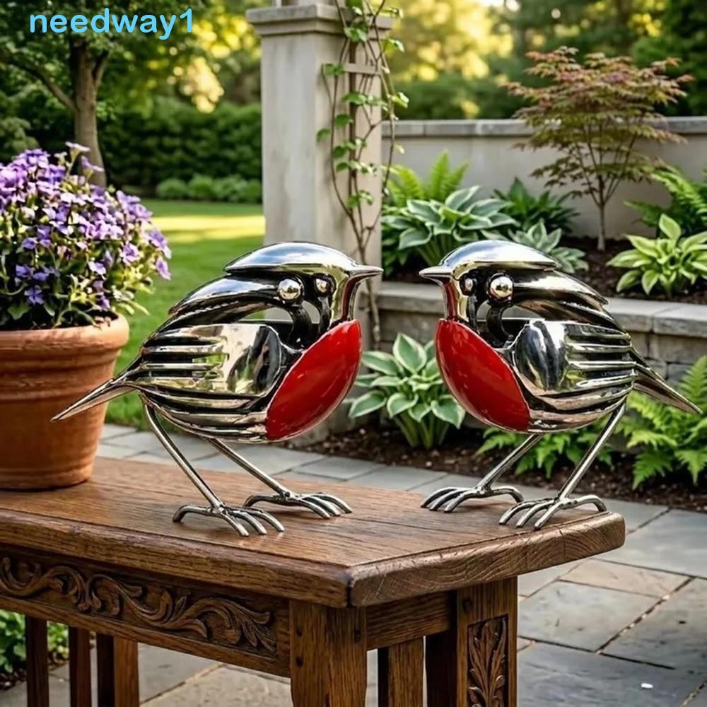Escultura De Pássaro NEEDWAY Robin , Estátua De Metal Com Sucata Ecológica De Arte Atualizada , Peito Vermelho