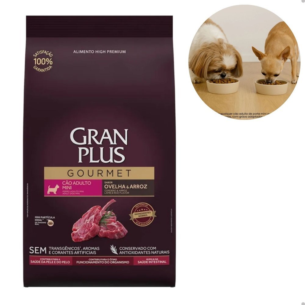 Ração GranPlus Gourmet Cães Adultos Mini Ovelha e Arroz  1kg