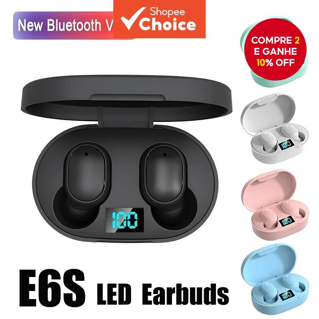 E6s Tws Bluetooth 5.1 Fones de Ouvido Sem Fio com Microfone Caixa Carregamento Handsfree para Redução Ruído Fone — R$ 15,37 em Shopee, 45% OFF