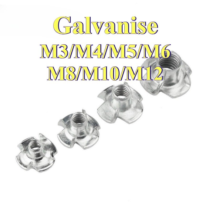 Porca De Quatro Garras Banhada A Zinco Branco , Garra , Placa De Alto-Falante Embutida M3/M4/M5/M6/M8/M10/M12 [lrd-fc]