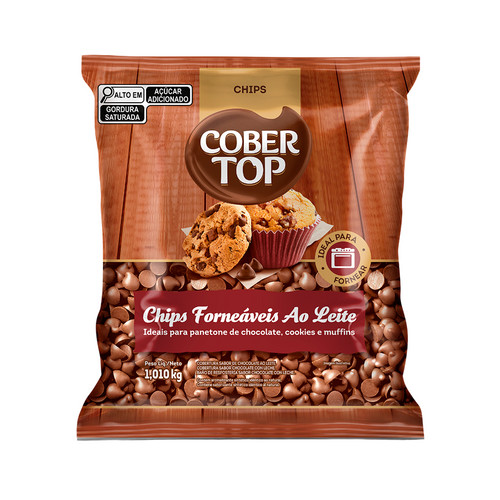 Cobertura Chips Chocolate ao Leite Forneável 1,01kg Cobertop