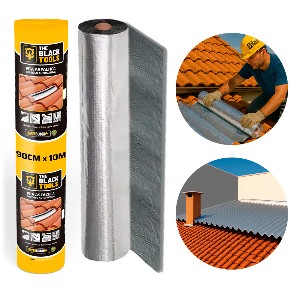 Fita Asfáltica Vedatudo 90cm Rolo C/ 10m Dryko Alumínio em Oferta na Shopee