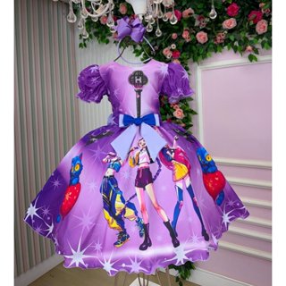 Vestido Tematicos Luxo Guerreiras do K-Pop Menina Fantasia Infantil Festa Aniversário em Oferta na Shopee