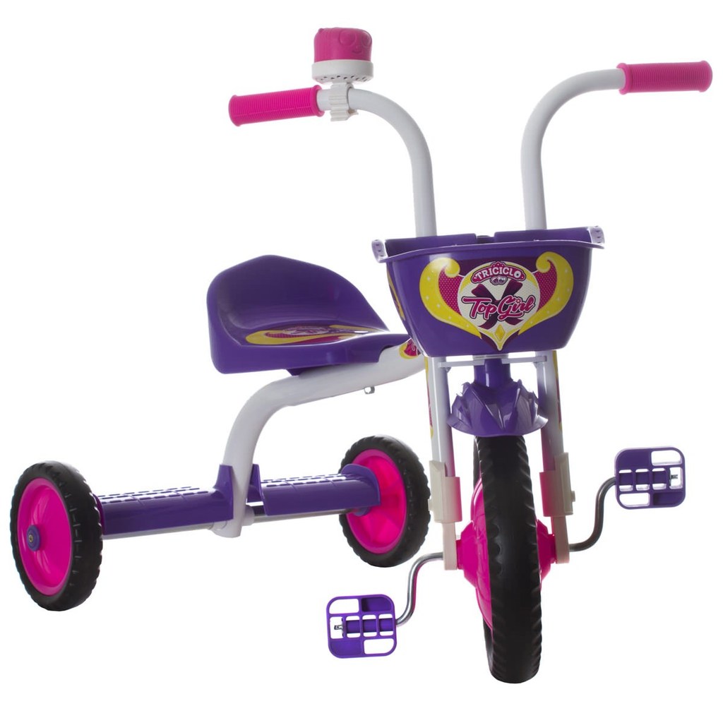 Triciclo Infantil Carrinho De Passeio Com Pedal Apoio de Pé Motoquinha Buzina 3 Rodas Brinquedo